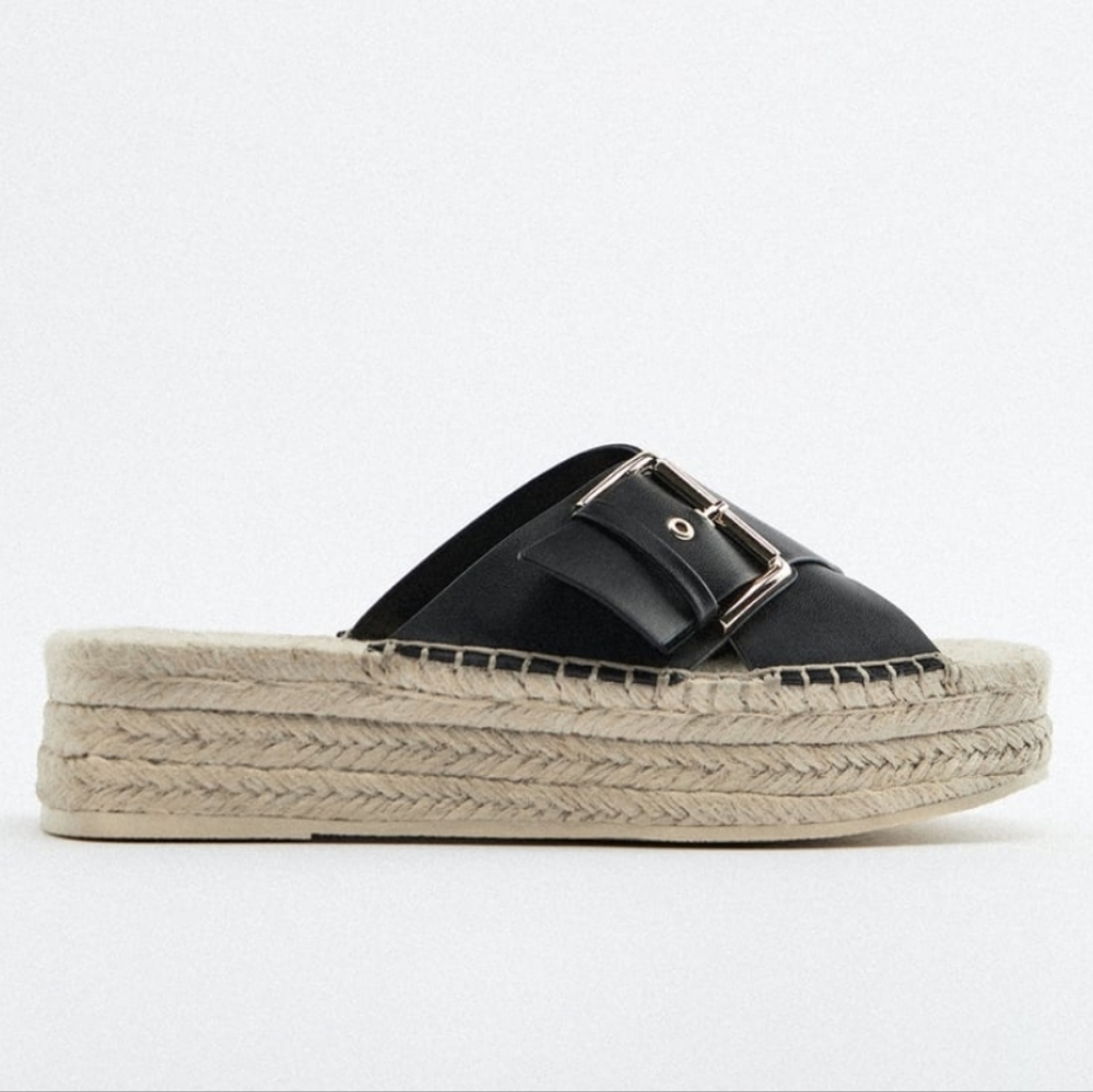 NWT Zara Jute Wedge Sandals - Picture 4 of 6